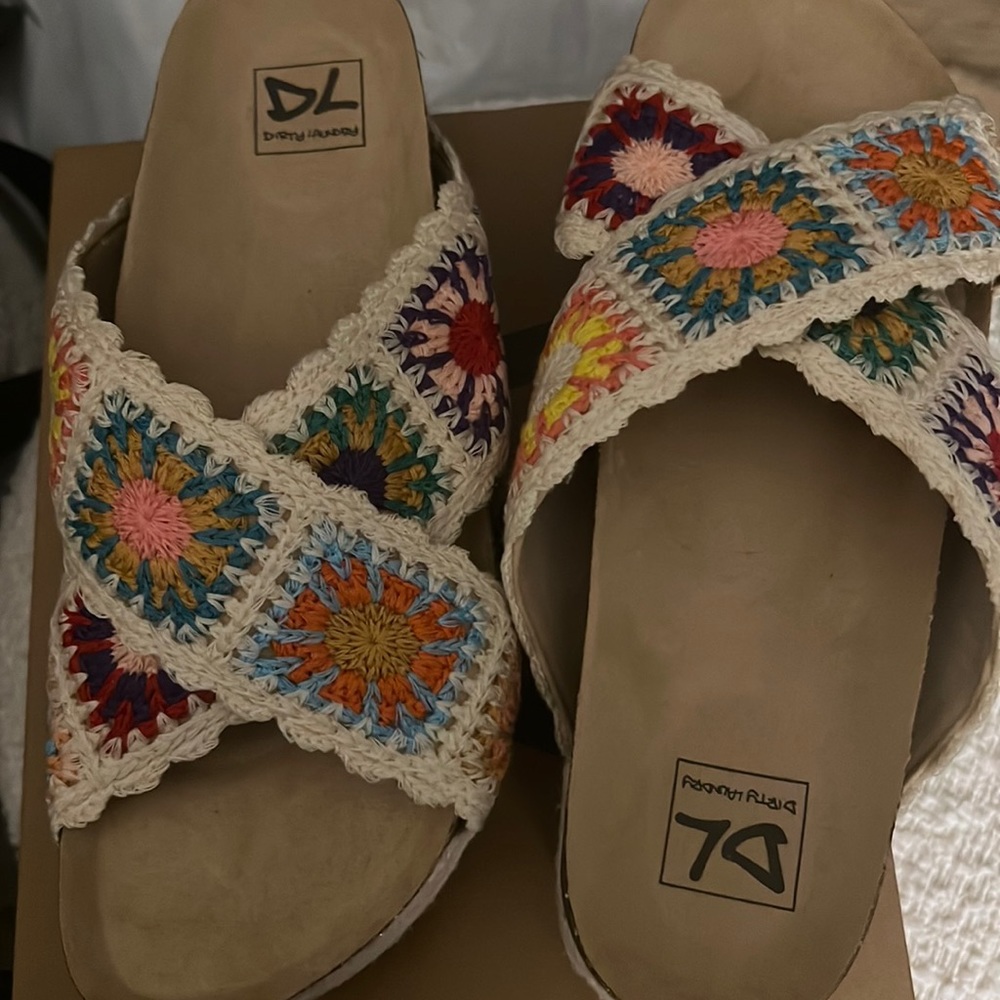 dirty, laundry, sandals, size 9, new with box. never worn!